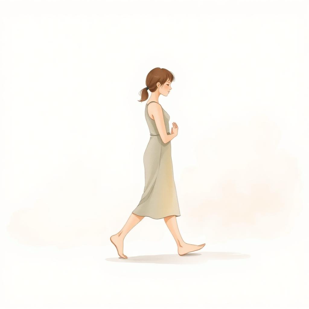 Illustration of Walking meditation posture